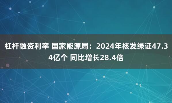 杠杆融资利率 国家能源局：2024年核发绿证47.34亿个 同比增长28.4倍