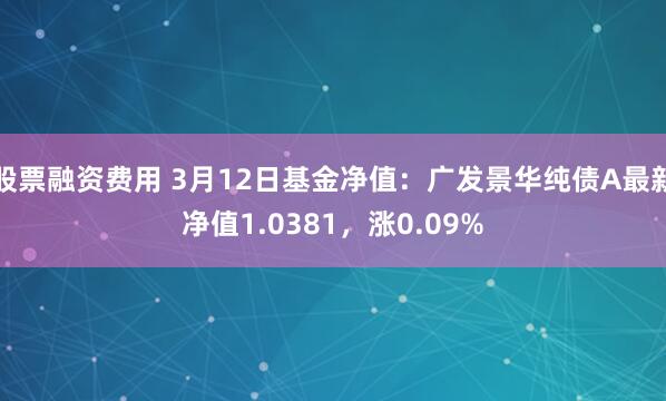 股票融资费用 3月12日基金净值：广发景华纯债A最新净值1.0381，涨0.09%